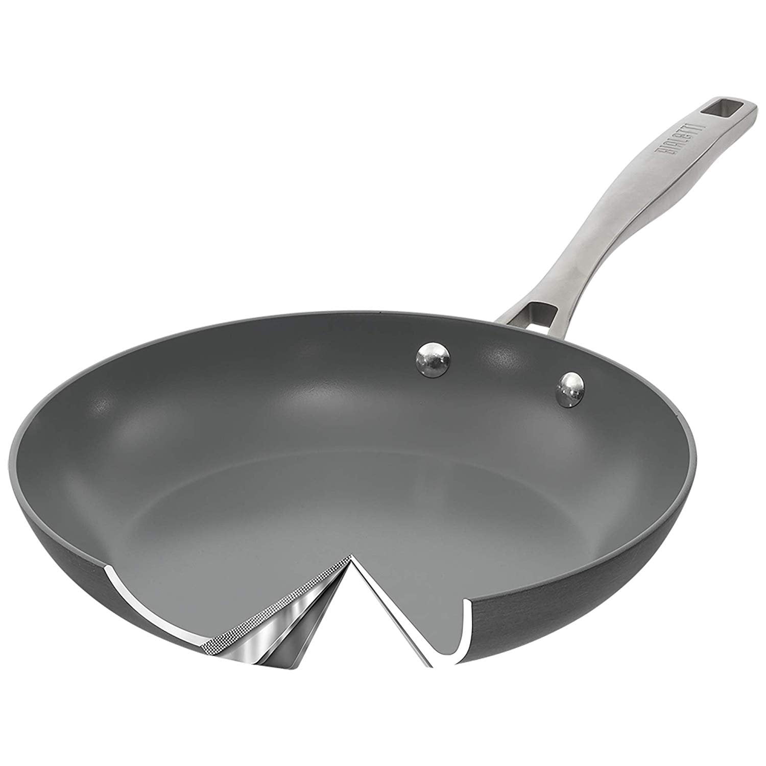 Bialetti 11.75 Ceramic Pro Non-Stick Hard Anodized Aluminum  Frying Pan, Gray: Home & Kitchen