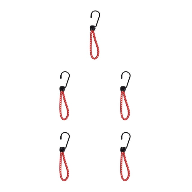 maskred 2pcs Tent Elastic Rope Bungee with Hook Wear-resistant Camping Fastener Fixation Stretch Ropes Strong Bearing Capacity Red 5Set