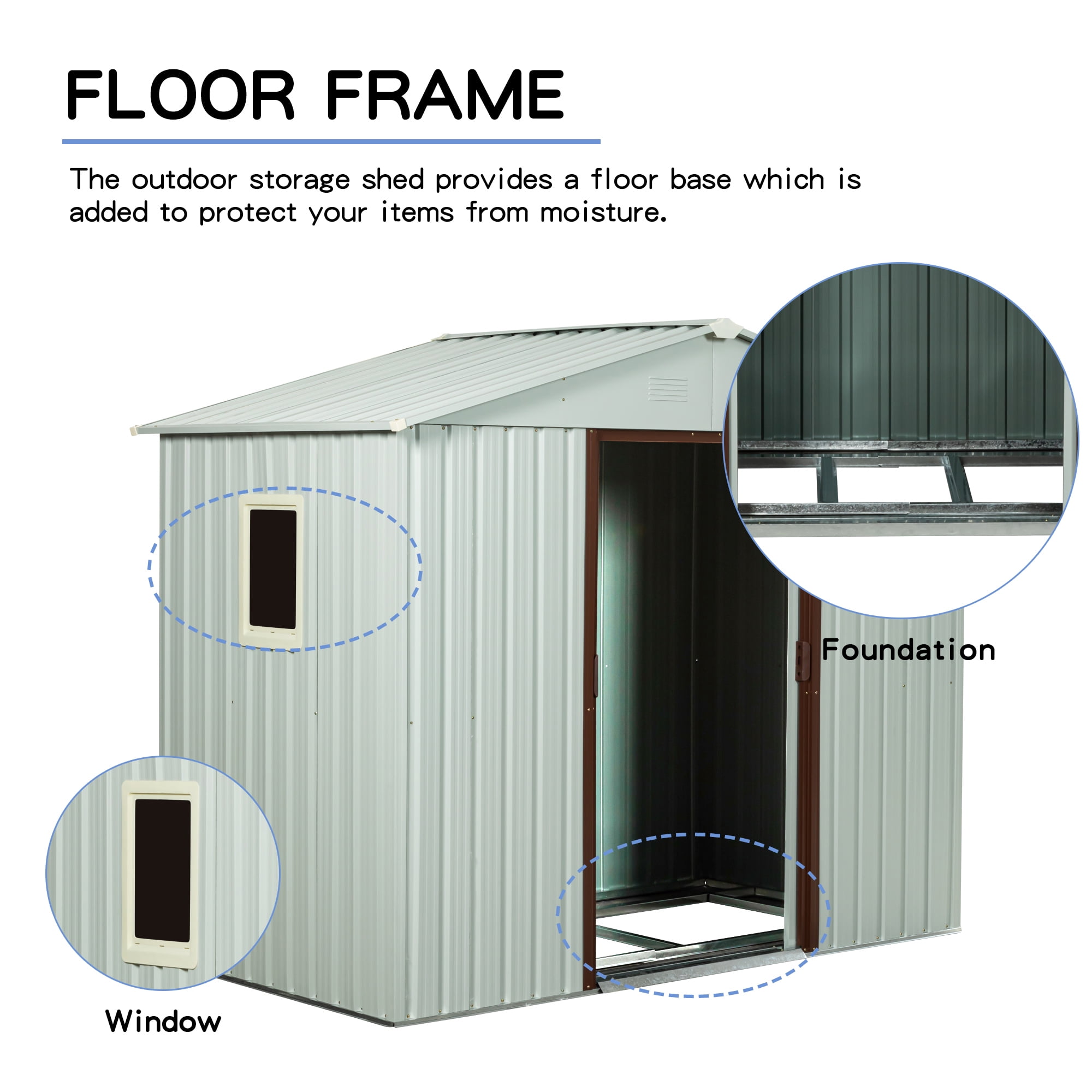 Aimee Lii 88"x46" Iron Outdoor Storage Shed, Utility Tool Shed Storage House, Metal Sheds Outdoor Storage for Backyard Garden Patio Lawn, White Aimee Lii 88"x46" Iron Outdoor Storage Shed, Utility Tool Shed Storage House, Metal Sheds Outdoor Storage for Backyard Garden Patio Lawn, White
