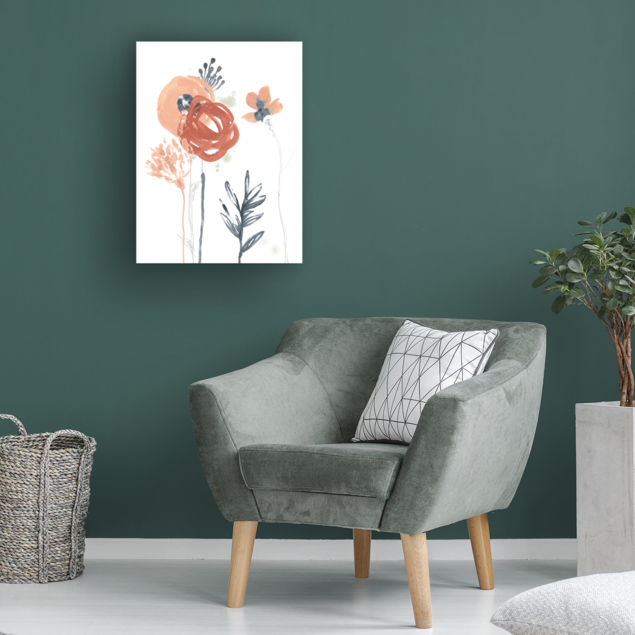 Canvas Wall Art - June Erica Vess 'Blush and Navy Floral I' Wall Art for Living Room, Bedroom, or Office Décor by Trademark Fine Art - 35 x 47 Inches