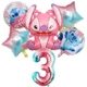 thumbnail image 3 of Juego de 6 globos de aluminio de Disney Lilo & Stitch con forma de ángel rosa para decoración de fiestas de cumpleaños de niños y niñas, suministros para baby shower, globos de aire, 3 of 5