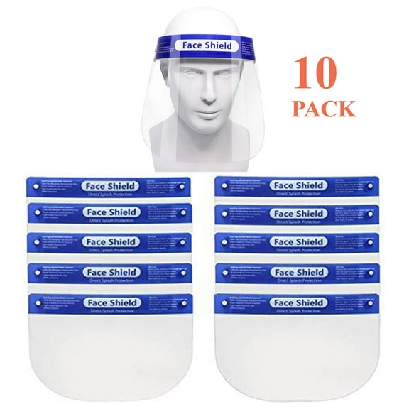 Tektrum Safety Face Shield, Reusable Face Protective Visor, Protection Headband, Lightweight Transparent Anti-Fog Shield for Face Eye Head Protection for Man and Woman, No Assembly Required (10 Pack)