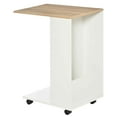 thumbnail image 2 of HOMCOM C-Shaped Sofa Side Table Mobile End Table with Storage and Wheels for Living Room,Office, White, 2 of 9