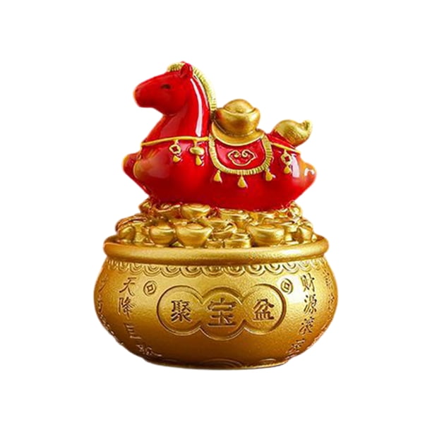 Estatua de caballo del zodiaco chino, año del caballo, bonita figura giratoria de resina, adorno de Feng Shui de la suerte para decoración de mesa en casa, oficina y tienda.