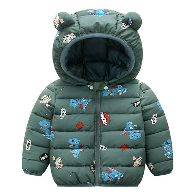 2 7Y Kids Baby Boy Girl Ultralight Winter Snow Hooded Jacket Coat Toddler Cartoon Dinosaur Puffer Down Outwear Walmart