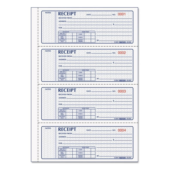 Rediform 8L808R Money Receipt Book 2 3/4 x 7 Carbonless Triplicate 100 Sets