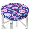 thumbnail image 3 of Bingfone colorful Skull mushroom rainbow Padded Round Bar Stool Cover Cushion with Elastic Fabric Round Chair Seat - colorful Skull mushroom rainbow, 3 of 7