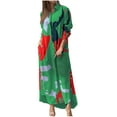 thumbnail image 2 of EGNMCR Robes de Vacances pour Femmes Robe Décontractée à Manches Longues avec Boutons et Imprimé Contrasté, 2 of 5