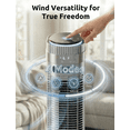 thumbnail image 5 of 35" Bladeless Tower Fan - Ultra-Quiet 28dB for Bedroom Sleep 25 ft/s High Velocity Cooling w/ Remote 64° Wide Oscillation, 12H Timer, 5 Speeds, 4 Modes LED Display Standing Floor Fan - Silver, 5 of 8