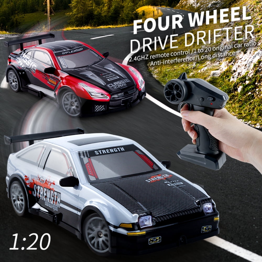 RC Drift Car, 1/20 Remote Control Car for Kids, 4WD Remote Control Sport Racing On-Road Vehicle High Speed with LED Light for Boys Girls Gifts Toys , Red