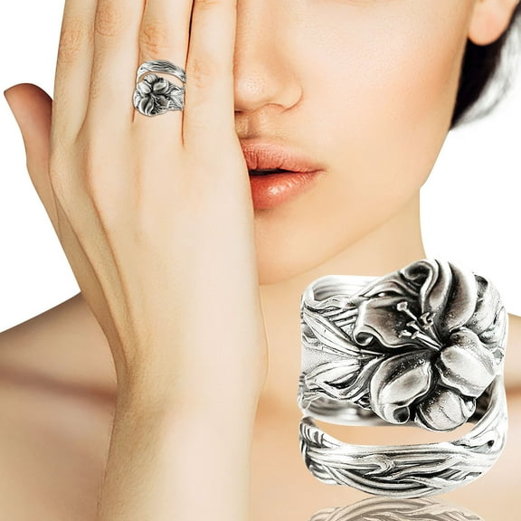 Spoon Ring Floral Spoon Ring Vintage Spoon Ring Fork Ring Vintage Boho Ring