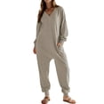 thumbnail image 4 of Weardear Jumpsuits for Women Dressy Casual Long Sleeve V Neck Oversized Rompers Baggy Overalls Lounge Pajamas Onesie Jumper, 4 of 7