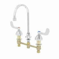 T&S Brass - Concealed Widespread Faucet, 8'' Centers, 6'' Swivel Gooseneck, 1.2 GPM Aerator, 4'' Handles Quarter-Turn Cartridges