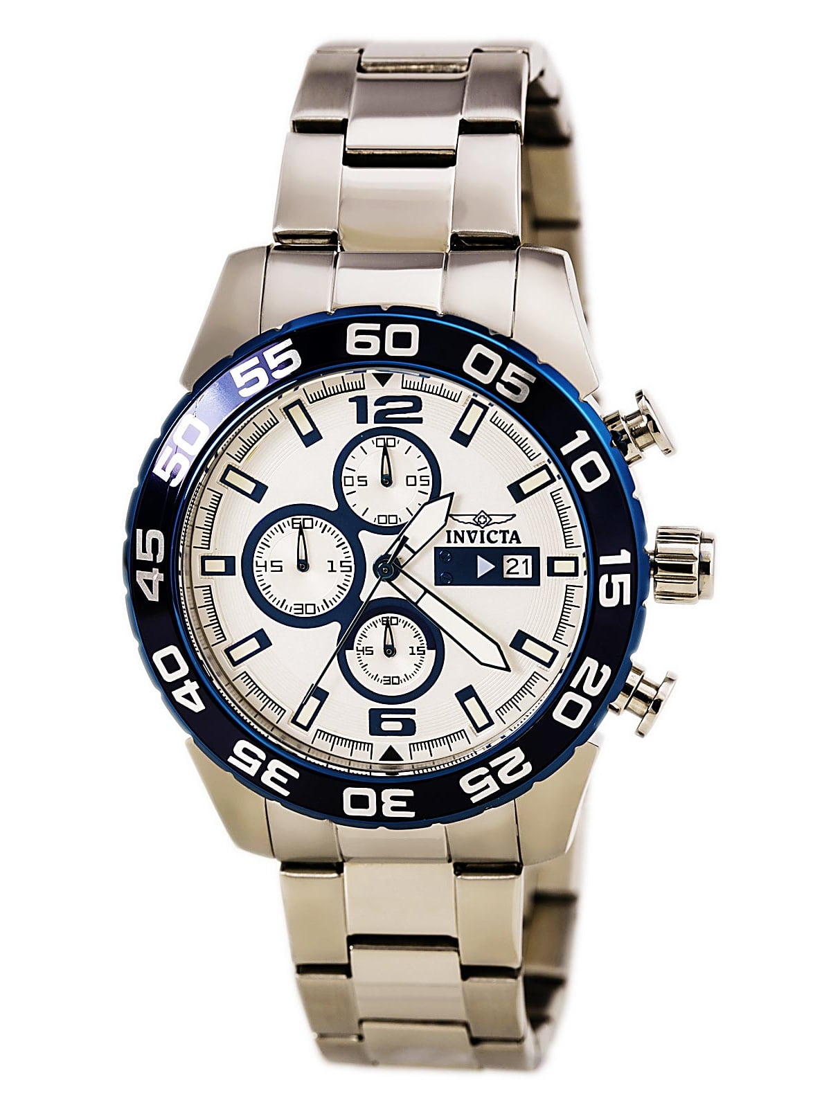 Invicta Men's 13675 Specialty Chronograph Blue Bezel Silver Dial
