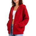 thumbnail image 3 of Plebaso Zip up Hoodies for Women Long Sleeve Drawstring Sweatshirt Casual Hooded Jacket with Pockets, 3 of 6