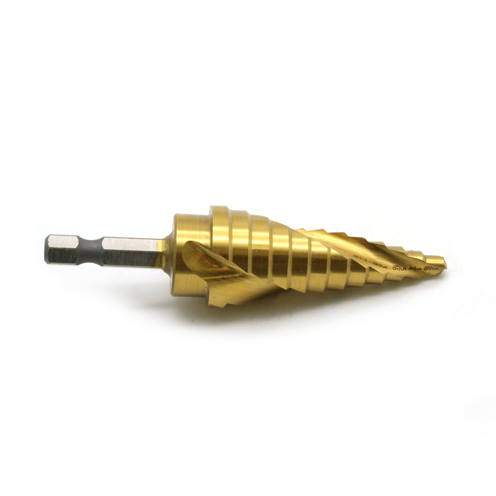 TEMO M35 Cobalt Spiral Flute Step Drill Unibit with Titanium Coating, 12 Sizes 3/16 Inch (4.8 mm) to 7/8 Inch (22.2 mm), 1/4 Inch Hex Shank