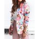 thumbnail image 3 of Chaquetas de trabajo informales a cuadros con doble bolsillo y manga larga con cuello chal para mujer BlazerFloral PinkSmall, 3 of 5