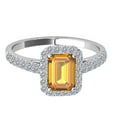 thumbnail image 2 of Engagement Rings for Women 2.55 Carat Diamond and Emerald Shaped Citrine Ring prong 10K Rose, Yellow and White Gold, 2 of 5