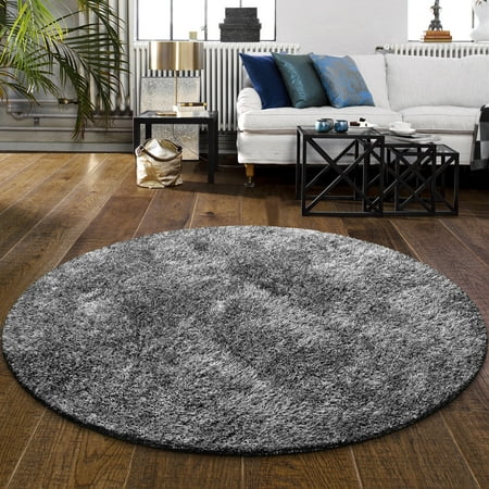 Superior Thick Plush And Cozy Hand Woven Area Rug Grey 4 Round