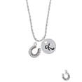 thumbnail image 2 of Delight Jewelry Goldtone Beaded Clear Crystal Horseshoe with Good Luck Silvertone Script Initial Disc - K - Charm Necklace, 20"+3", 2 of 4