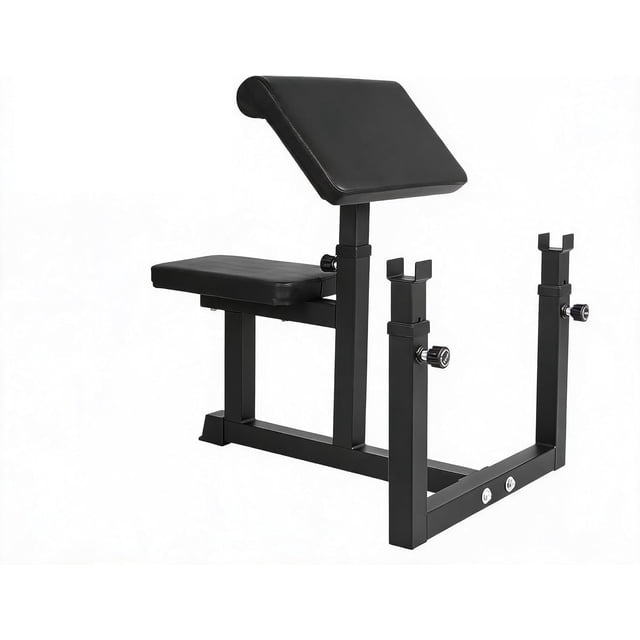 YUSAZENS Compact Preacher Curl Bench Solid Iron Frame Indoor Arm Muscle Training Fitness Workout Stool Black
