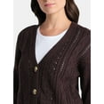 thumbnail image 4 of Time and Tru Women's and Women's Plus Cable Knit Cardigan Sweater, Lightweight, Sizes XS-4X, 4 of 5