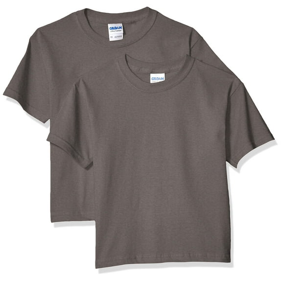 Gildan unisex child Ultra Cotton Youth T-shirt, 2-pack T Shirt, Charcoal, Large US Pack of 2