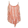 thumbnail image 1 of eVogues Plus Size Designer Print Tiered Ruffle Tank Top Coral, 1 of 3