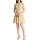 thumbnail image 1 of Vestido de gasa con volantes florales y mangas cortas abullonadas INSPIRE CHIC para mujer, talla M, color amarillo, 1 of 8