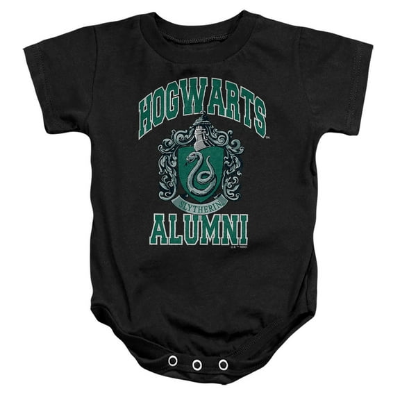 Harry Potter Hogwarts Syltherin Alumni Unisex Infant Snap Suit for Baby, Black, Large
