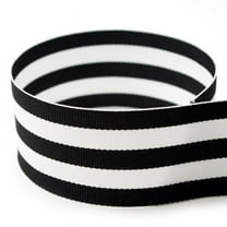 5/8“ Black & White Taffy Striped Grosgrain Ribbon - 20 Yards - USA Made