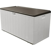 Decksplore 110 Gallon Pro Edition Lockable Resin Deck Box, Waterproof & UV-Resistant Outdoor Storage Box for Outdoor Tools, Toys Storage, Gray