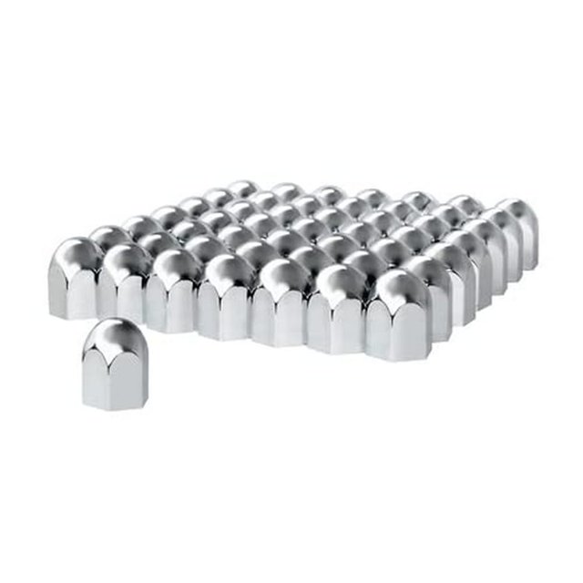United Pacific 10057Cb - Juego de cubiertas para tuercas de rueda - Cubierta de tuerca estándar de plástico cromado de 1-1/2" x 2-1/4" - Empuje (paquete de 60)