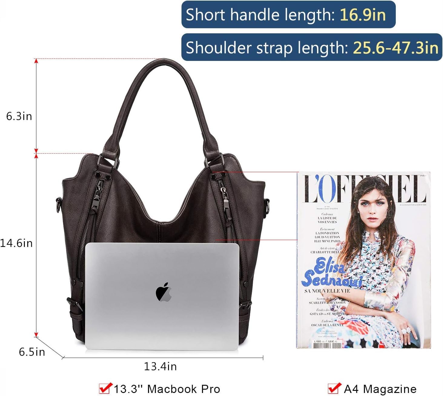 Kwuty Tote Bag for Women PU Leather Shoulder Bags Fashion Hobo Bags Large Purse and Handbags with Adjustable Shoulder Strap