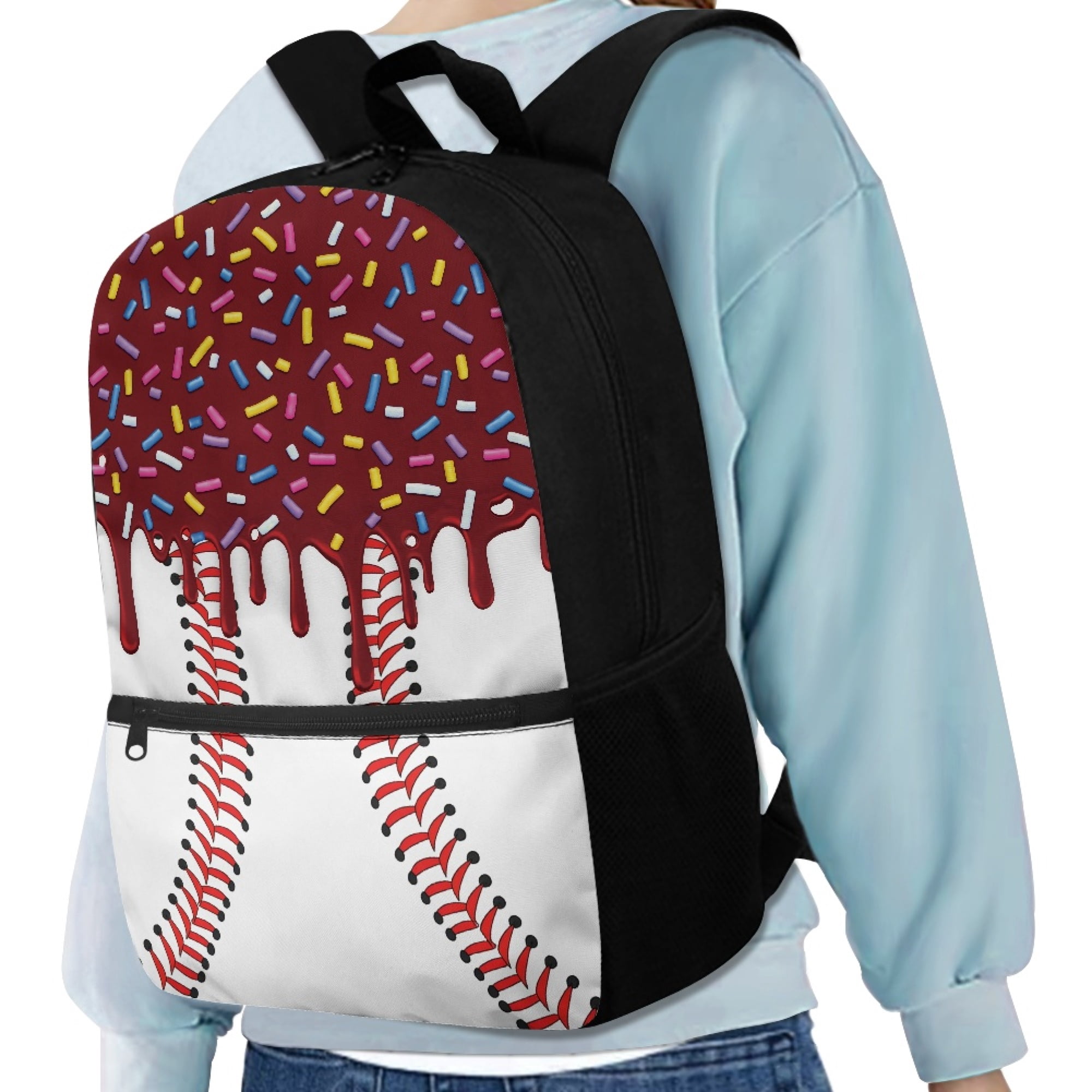 Uourmeti Baseball Pattern Smooth Zippers Student Bookbag for School Vacation, Independent Compartment Large Storage Backpack Personalized School Backpack