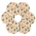 thumbnail image 7 of Yayeee 6 PCS Drink Coasters with Holder Set Woven Absorbent Round Tabletop Hot Pad, Pastel Pink Stars, 7 of 7