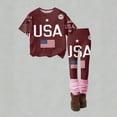 thumbnail image 3 of CCRFTGI 4th of july Outfits for Children Girls Size 7 Patriotic 2 Piece Outfits USA Flag Oversized T Shirts and Leggings Elastic Waist Freedom Sets for Girls Brown 2-3 Years, 3 of 5