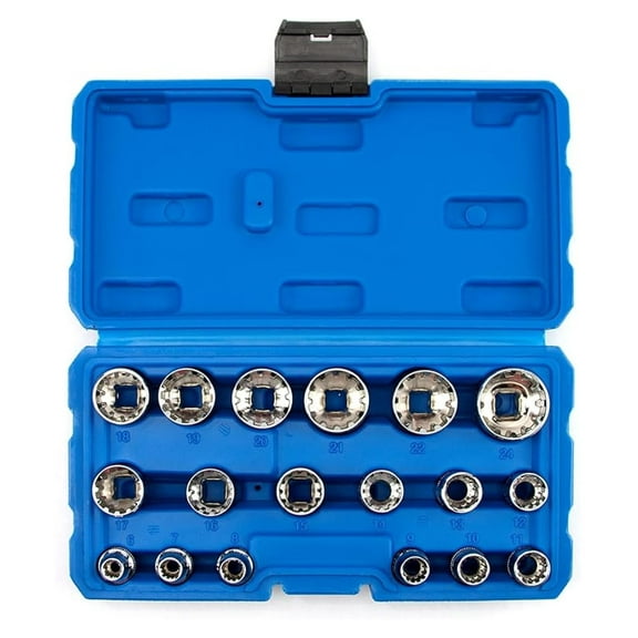 3/8" Drive Spline Socket Set - 18pc Metric SAE Universal Socket Tool Set - Penta-Spline & Octa-Metric Socket Set for Automotive Repair & Fastener Removal