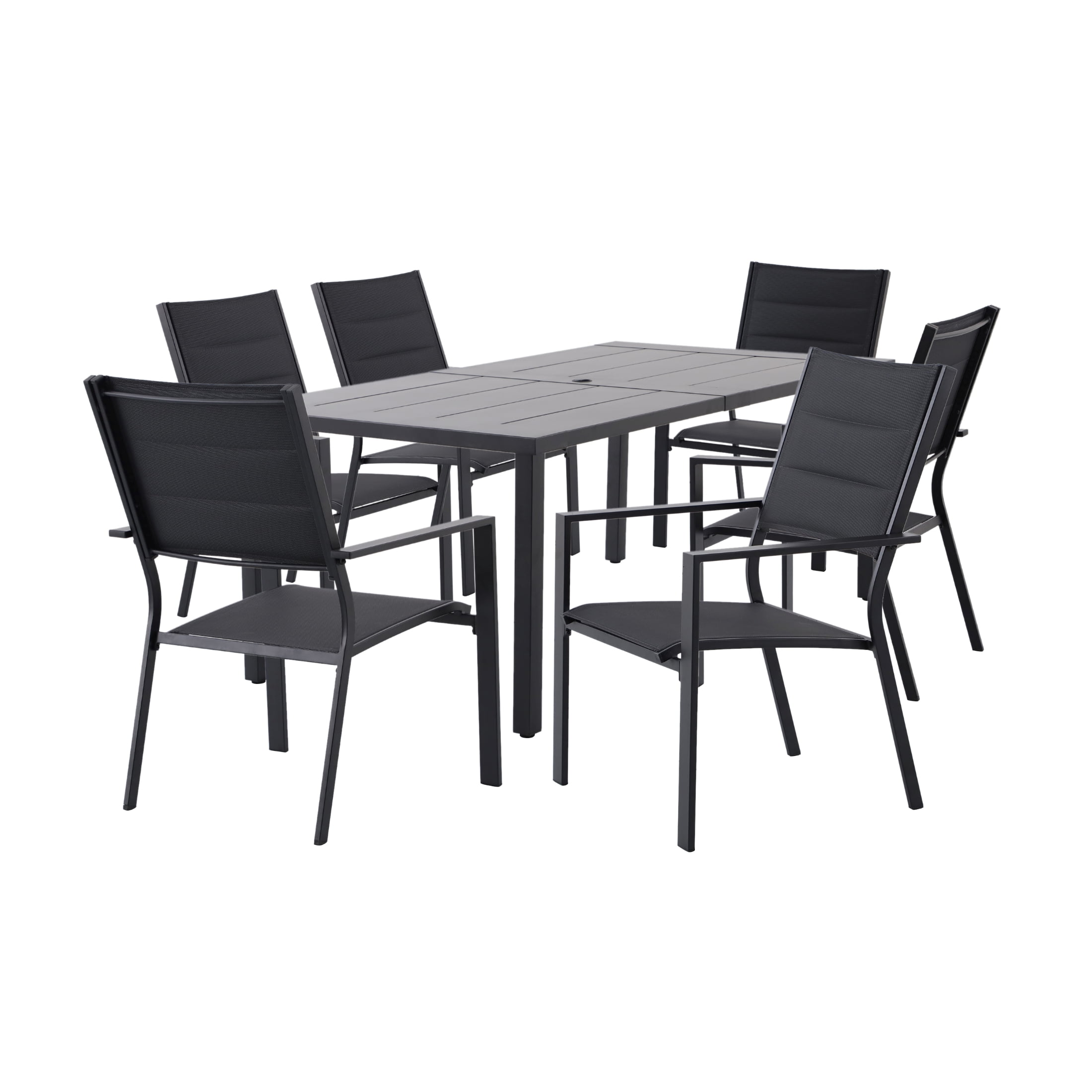 Mainstays Dashwood 7-Piece Steel Outdoor Dining Set, Black