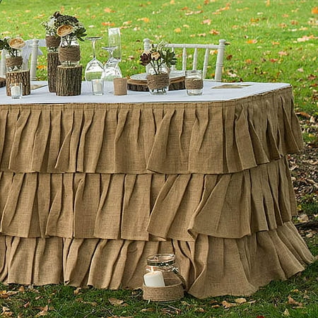 Three Tier Ruffled Burlap Table Skirt