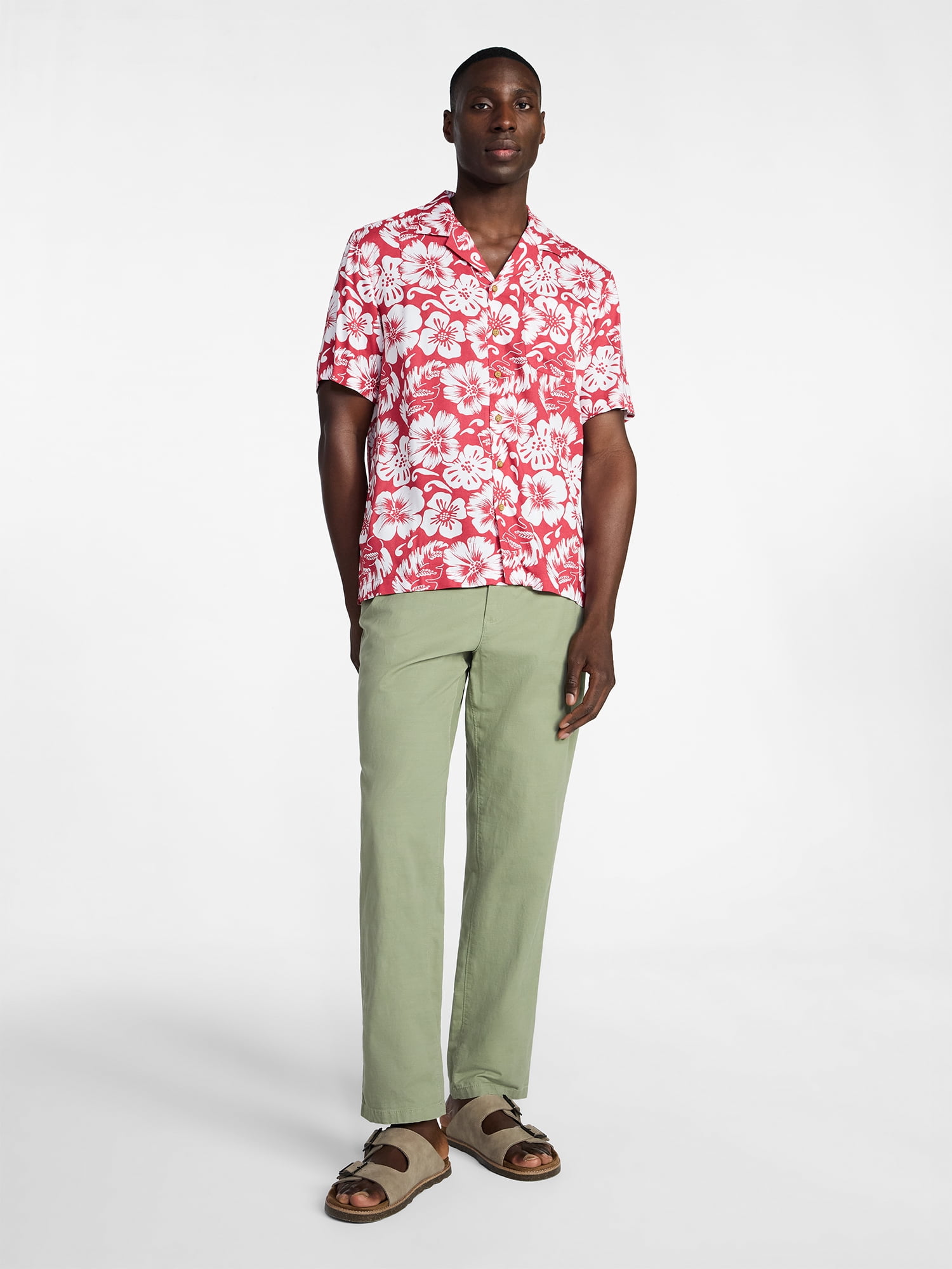 George Men's Relaxed Fit Printed Camp Shirt with Short Sleeves, Sizes S-3XLT