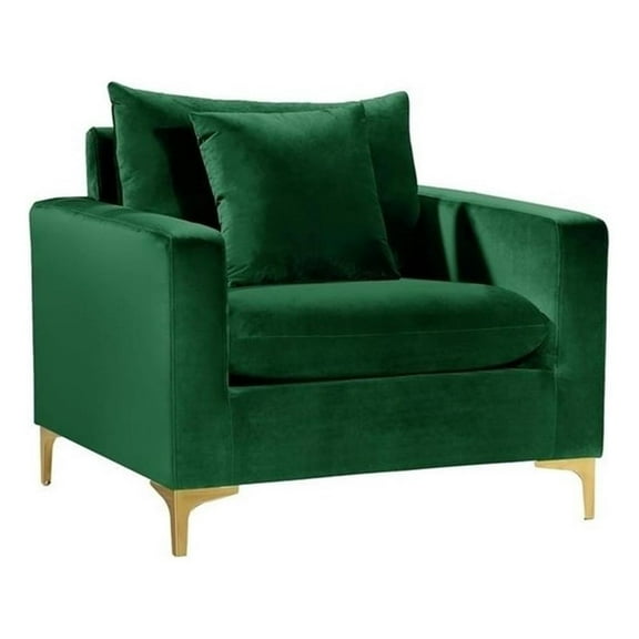Maklaine Contemporary Velvet Accent Chair in Green