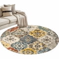 thumbnail image 2 of 3.3ft Round Rug, Vintage Boho Non-Skid Rubber Backing Large Area Rugs - Living Room Bedroom Home Office, Chic Farmhouse Neutral Morocco Geometric Indoor Floor Mat Carpets Washable Rug, 2 of 9