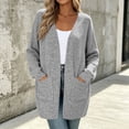 thumbnail image 2 of Ozmmyan Women's cardigan sweaters for womens Long Sleeve Open Front Loose Casual Solid with Pockets Fall Winter, 2 of 7
