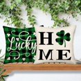 thumbnail image 4 of St Patricks Day Buffalo Plaid Lucky Charm Throw Pillow Covers 18x18 Inch Green Love Heart Clover Home Decor Pillow Cases Farmhouse St Patricks Day Decor Cushion Cover for Sofa Couch, Set of 4, 4 of 5