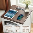 thumbnail image 3 of Nightstands Set of 2 with Charging Station, Rustic End Table with 2 Drawers Farmhouse Bedside Table with 3-tier Storage for Living Room, White, 3 of 8