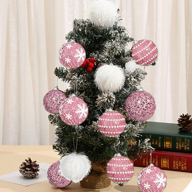 Dvkptbk Christmas Decorations 12 Piece Flocked Christmas Balls Christmas Decoration SetMultiple Styles of Christmas Tree Decorations Can Also Be Used for Other Party Home Decor Christmas Decorations