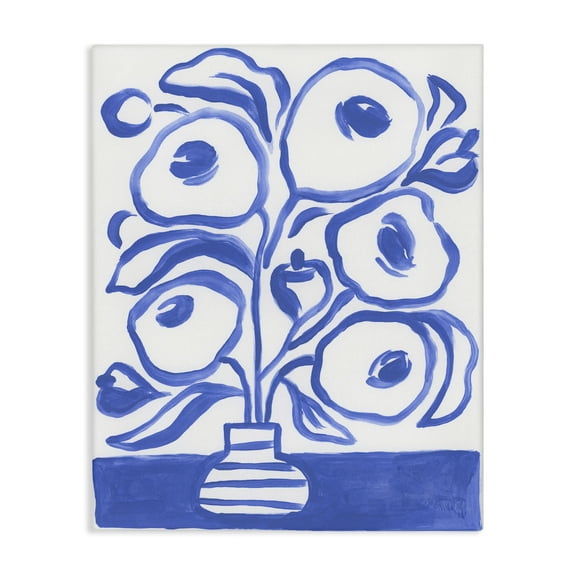 Stupell Industries Modern Blue Vase Botanical & Floral Painting Gallery Wrapped Canvas Art Print Wall Art, 16 x 20