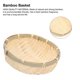 thumbnail image 1 of Bandeja para cesta de frutas, cesta de bambú tejida redonda hecha a mano, apilable, con forma de U, cesta plana para servir verduras para almacenar alimentos y verduras [18 cm x 5 cm], 1 of 5