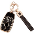 thumbnail image 1 of for Mercedes Key Fob Cover Soft TPU Key Case Protector Fit for Mercedes Benz 2017-2021 E-Class, 2018-2021 S-Class, 2019-2021 A-Class C-Class G-Class 4 Buttons with Bling Keychain,1,Black, 1 of 5